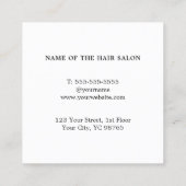 Minimal Elegant Schwarz-Schere Haar Stylist Quadratische Visitenkarte (Rückseite)