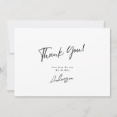 Minimal elegant Schwarz und Weiß handgeschriebene  Dankeskarte (Vorderseite)