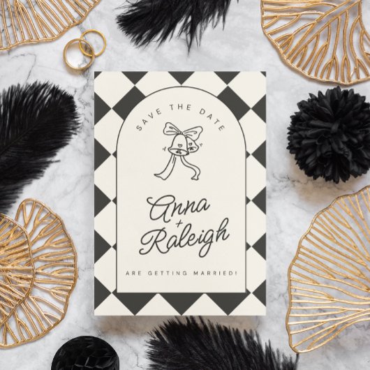 Minimal elegant Schwarz und Weiß Save the Date Einladung