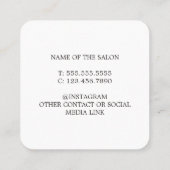 Minimal Elegant Schwarz-weiß Bobby Button Hair Quadratische Visitenkarte (Rückseite)