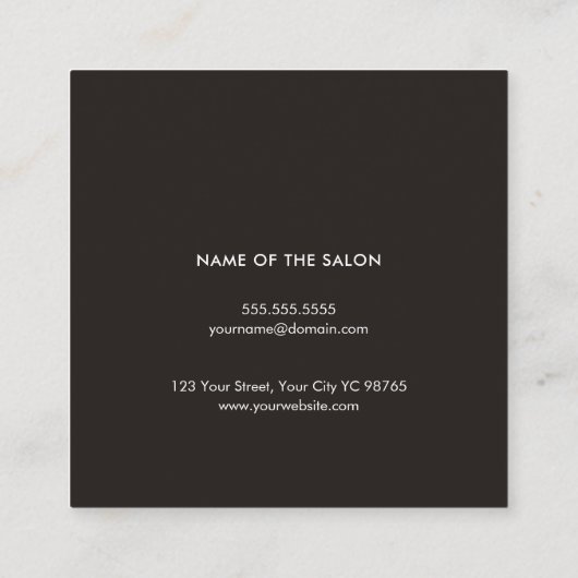 Minimal Elegant Schwarz-weiß Bobby Buttons Haar Quadratische Visitenkarte (Rückseite)