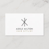 Minimal Elegant Schwarz-weiß Bobby Buttons Haar Visitenkarte (Vorderseite)