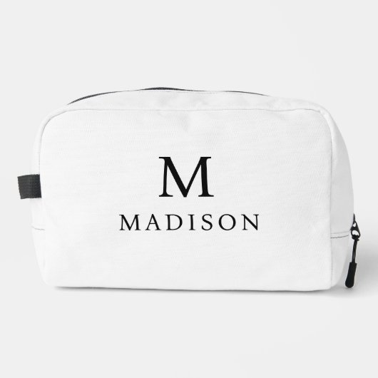 Minimal & elegant Schwarz/Weiß Individuelle Name Waschbeutel (Vorderseite)