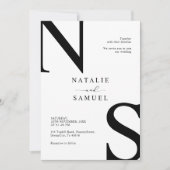 Minimal elegant Schwarz & Weiß kühl erste Hochzeit Einladung (Vorderseite)