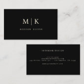 Minimal & elegant Schwarz/Weiß-Monogramm Visitenkarte (Vorne/Hinten)