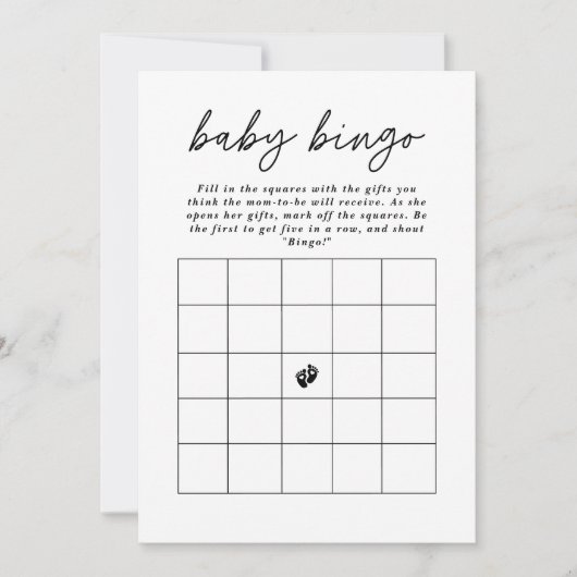 Minimal Elegant Script Baby Bingo Baby Shower Game Einladung (Vorderseite)