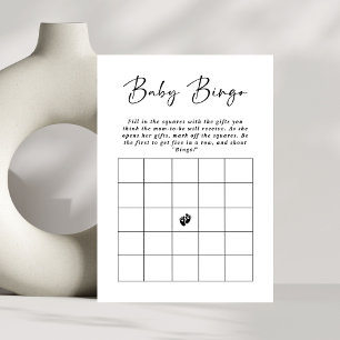 Minimal Elegant Script Baby Bingo Baby Shower Game Einladung