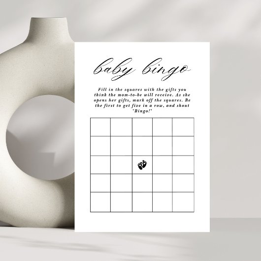Minimal Elegant Script Baby Bingo Baby Shower Game Einladung