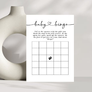 Minimal Elegant Script Baby Bingo Baby Shower Game Einladung