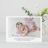 Minimal Elegant Script Baby Girl Arrival Card Ankündigung (Stehend Vorderseite)