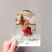 Minimal Elegant Script Christmas Card Arch Photo Acryleinladungen (Insitu (Handheld))