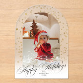 Minimal Elegant Script Christmas Card Arch Photo Acryleinladungen (Vorderseite)