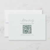 Minimal Elegant Script Green QR Code Wedding RSVP (Rückseite)