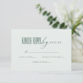 Minimal Elegant Script Green QR Code Wedding RSVP Karte (Stehend Vorderseite)