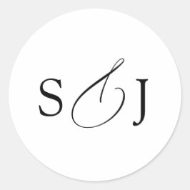 Minimal Elegant Script Monogram Runder Aufkleber
