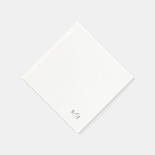 Minimal Elegant Script Monogram Serviette (Ecke)