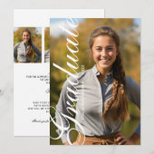 Minimal Elegant Script Photo Graduation Ankündigung (Vorne/Hinten)