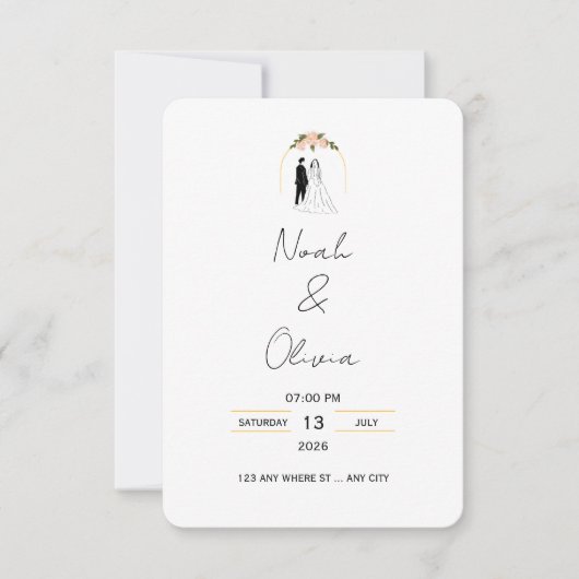 Minimal Elegant Script Wedding Invitation Einladung (Vorderseite)