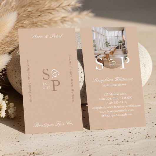 Minimal Elegant Simple Monogram Stylish Arch Photo Visitenkarte