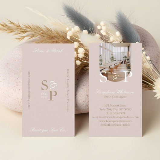 Minimal Elegant Simple Monogram Stylish Arch Photo Visitenkarte