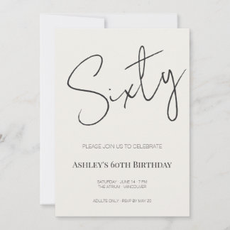 Minimal Elegant Sixty 60th Birthday Celebration  Einladung