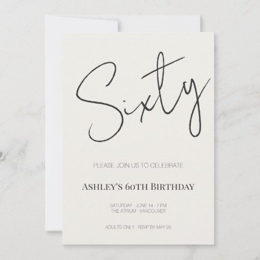 Minimal Elegant Sixty 60th Birthday Celebration  Einladung (Vorderseite)