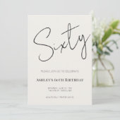 Minimal Elegant Sixty 60th Birthday Celebration  Einladung (Stehend Vorderseite)