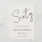 Minimal Elegant Sixty 60th Birthday Celebration  Einladung (Vorne/Hinten)