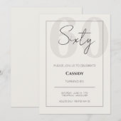 Minimal Elegant Sixty 60th Birthday Celebration  Einladung (Vorne/Hinten)