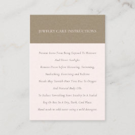 Minimal Elegant Soft Kraft Blush Jewelery Care Visitenkarte