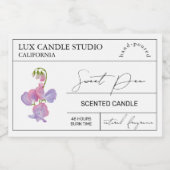 Minimal Elegant Sweet Pea Candle Jar Label Lebensmitteletikett (Einzelnes Label)