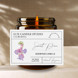 Minimal Elegant Sweet Pea Candle Jar Label Lebensmitteletikett