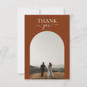 Minimal Elegant Terracotta Arch Wedding Vielen Dan Dankeskarte (Vorderseite)