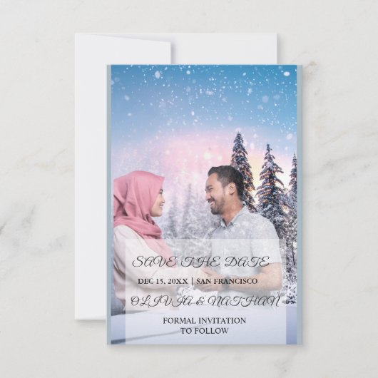 Minimal Elegant Text & Photo Design / Wedding Save The Date (Vorderseite)