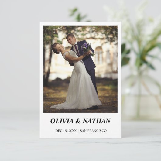 Minimal Elegant Text & Photo Design / Wedding  Save The Date (Stehend Vorderseite)