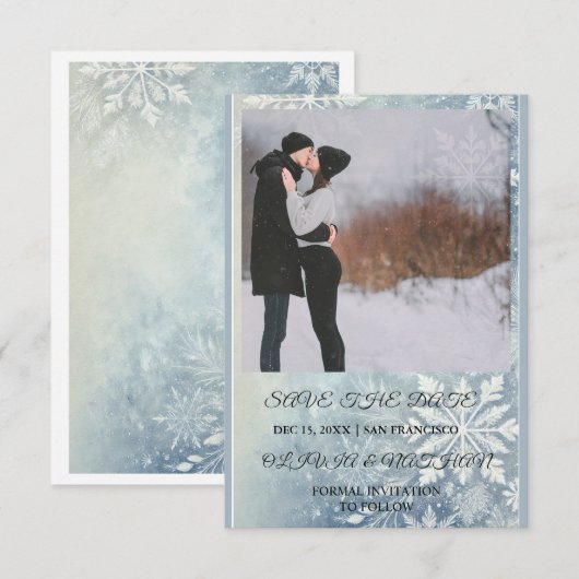 Minimal Elegant Text & Photo Design / Wedding Save The Date (Vorne/Hinten)
