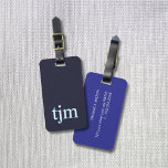 Minimal Elegant Texture Blue White Color Monogram Gepäckanhänger<br><div class="desc">Einfache,  elegante,  anpassbare Gepäckanhänger-Design mit Textur/Stein-Effekt blauer Hintergrund,  blau/weiß Farbe fett Monogramm.</div>