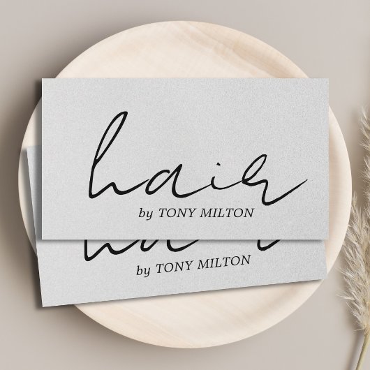 Minimal Elegant Texture Grey Bold Hair Salon Visitenkarte