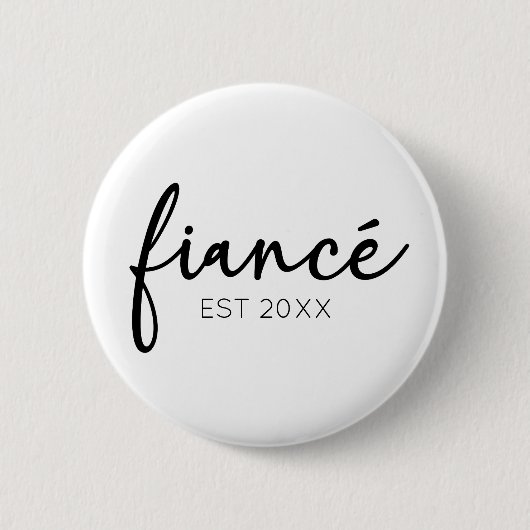 Minimal Elegant Verlobte Custom Year Minimalistisc Button (Vorderseite)