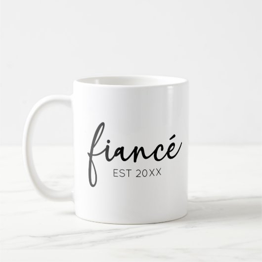Minimal Elegant Verlobte Custom Year Minimalistisc Kaffeetasse (Links)