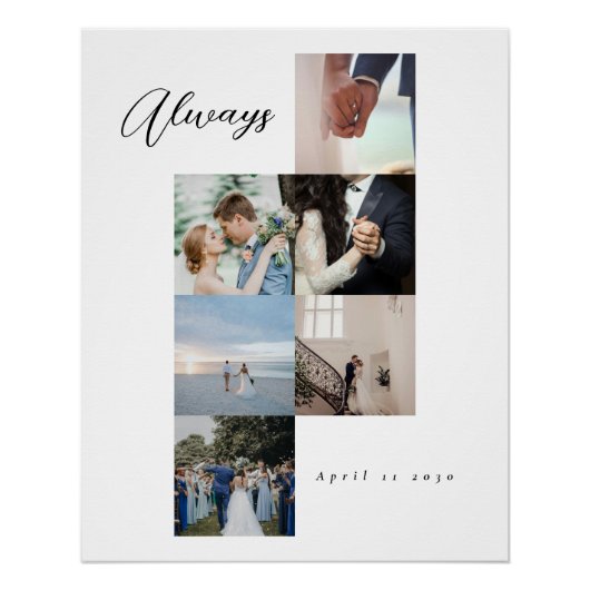 Minimal Elegant Wedding Customizable Photo Collage Poster (Vorderseite)