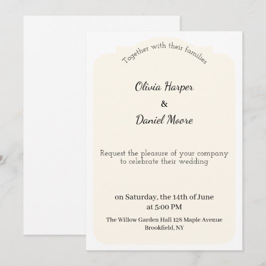Minimal Elegant Wedding Invitation Einladung (Vorne/Hinten)