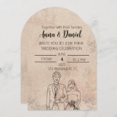Minimal Elegant Wedding Invitation with Line Art C Einladung (Vorne/Hinten)