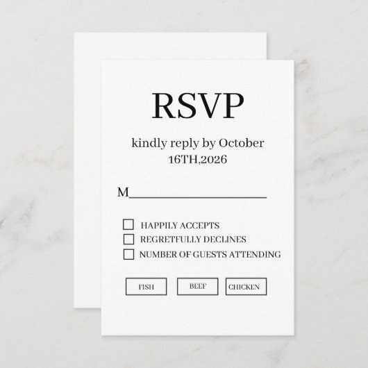 Minimal Elegant Wedding RSVP Card (Vorne/Hinten)