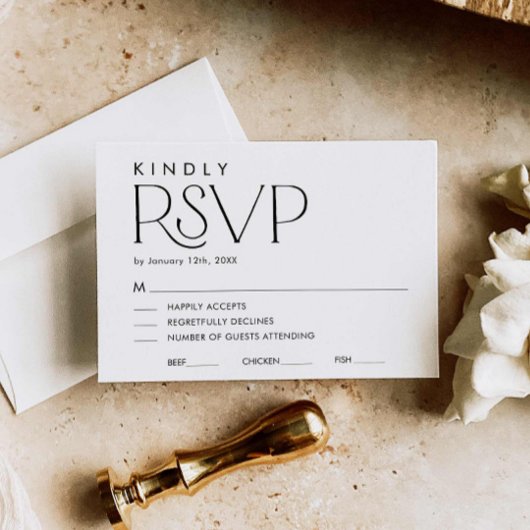 Minimal Elegant Wedding RSVP Card Karte