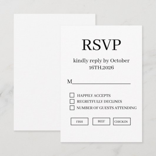 Minimal Elegant Wedding RSVP Card Karte (Vorne/Hinten)