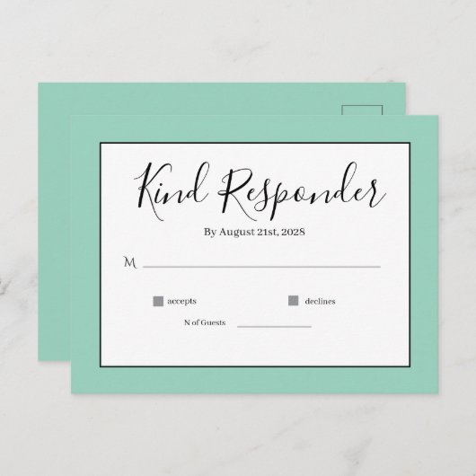 Minimal Elegant Wedding RSVP Postcard Postkarte (Vorne/Hinten)