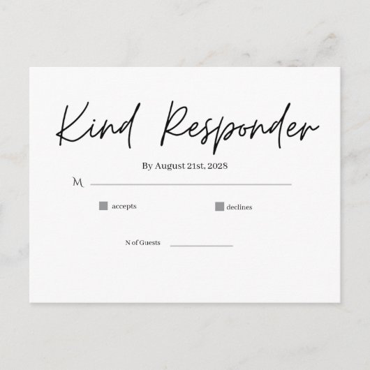 Minimal Elegant Wedding RSVP Postcard Postkarte (Vorderseite)