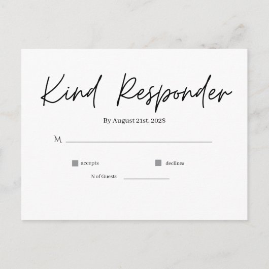 Minimal Elegant Wedding RSVP Postcard Postkarte (Vorderseite)