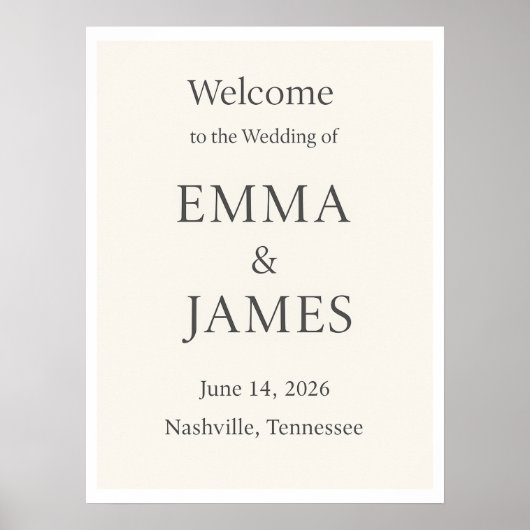 Minimal Elegant Wedding Welcome Sign | Editable 18 Poster (Vorne)